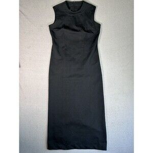 Vntg Lady Carol Of New York Sz M-L Pencil Dress‎ Black Union Made Midi Jacquard